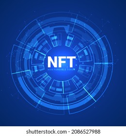 NFT token non fungible digital vector coin. NFT crypto altcoin vector digital logo