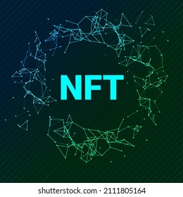 NFT token non fungible digital vector coin. NFT crypto altcoin vector digital logo