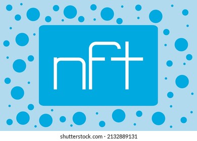 Texto de tipografía de NFT sobre fondo azul. token no fungible 