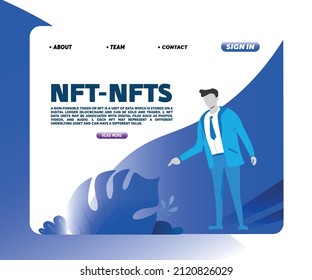 NFT, concepto de diseño de UI UX en estilo plano