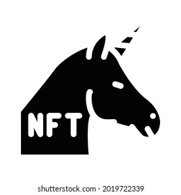 nft unicorn glyph icon vector. nft unicorn sign. isolated contour symbol black illustration