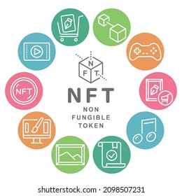 NFT vector icon card. Non-fungible token.