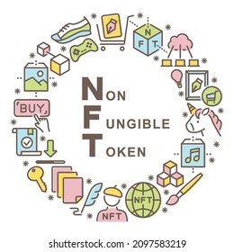 NFT vector icon pattern card. Non-fungible token.