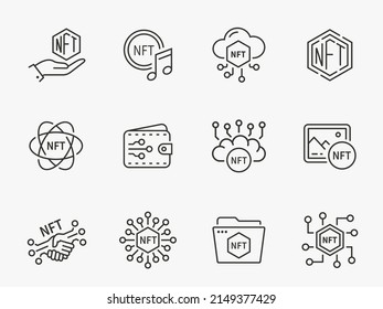 NFT Vektorsymbol-Set. Sammlung von Token, Blockchain, crypto und mehr.