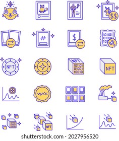 NFT Vector Icons - Non Fungible Tokens, crypto assets, blockchain art