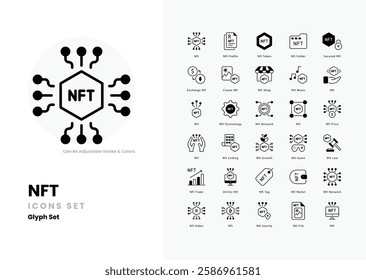 NFT vector icons set stock illustration