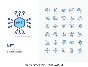 NFT vector icons set stock illustration