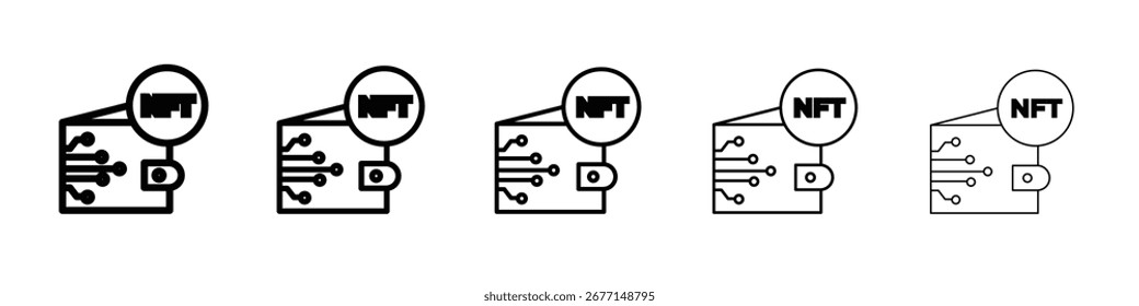 Logotipo de conjunto de ilustración plana de icono de billetera NFT