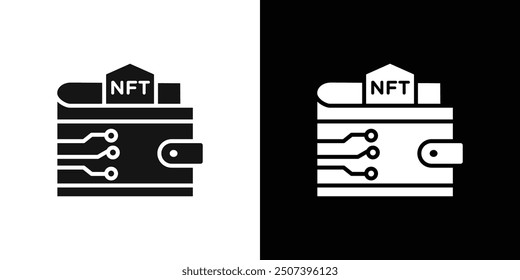 NFT wallet icon Flat vector set outline