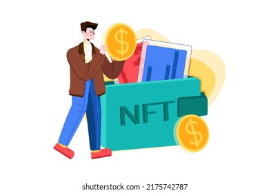 NFT wallet Illustration concept. Flat illustration isolated on white background