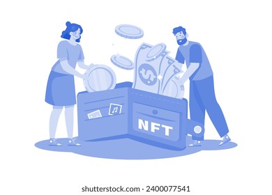 NFT wallet Illustration concept on a white background