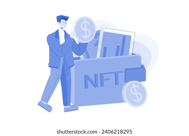 NFT Wallet Illustration concept on white background