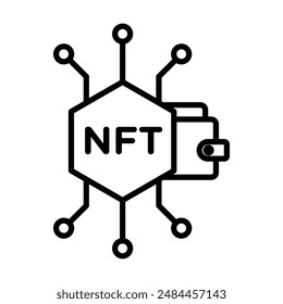 NFT wallet linear logo mark in black and white