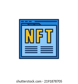 Icono coloreado de la página web de NFT - Símbolo de concepto de vector de compra en línea de token no fungible