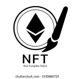 NFT,Non-fungible token with frame art icon vector graphic