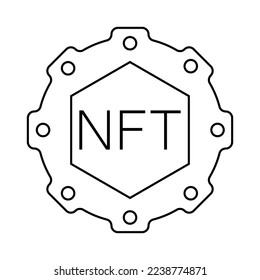NFT,Non-fungible token with frame art icon vector graphic