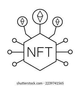 NFT,Non-fungible token with frame art icon vector graphic