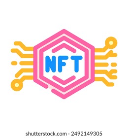 nfts non fungible tokens color icon vector. nfts non fungible tokens sign. isolated symbol illustration