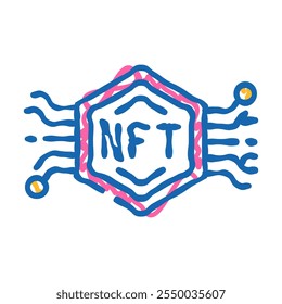 nfts non fungible tokens doodle icon sketch vector. nfts non fungible tokens sign. isolated symbol illustration