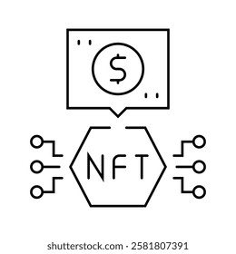 nfts non fungible tokens line icon vector. nfts non fungible tokens sign. isolated contour symbol black illustration