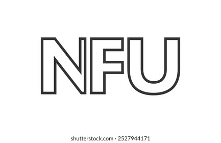 NFU logo design template with strong and modern bold text. Initial based vector logotype featuring simple and minimal typography. Trendy company identity ideal for businesses brand presence.