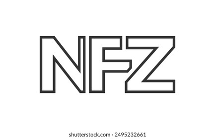 NFZ logo design template with strong and modern bold text. Initial based vector logotype featuring simple and minimal typography. Trendy company identity ideal for businesses brand presence.