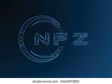Diseño de Vector de logotipo de letra poli baja NFZ. Diseño de logotipo de poliéster de la flor de NFZ. Logotipo de poliéster bajo.