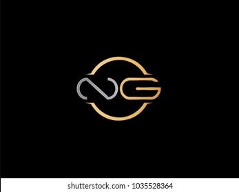NG circle Shape Letter logo Design in silver gold color
