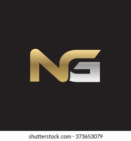 NG company linked letter logo golden silver black background