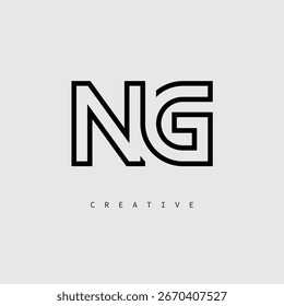 NG Creative Letter Logo – Minimal Line Monogram in Black Outline for Modern Branding Identity Design.
