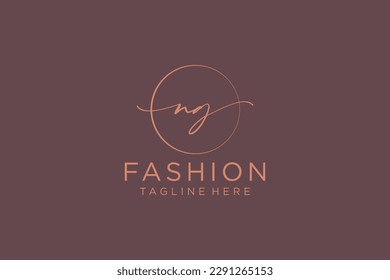 NG Feminine logo beauty monogram and elegant logo design, handwriting logo of initial signature, wedding, fashion, floral and botanical with creative template.