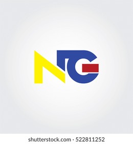 NG flat initial letter logo combining yellow, blue and red
