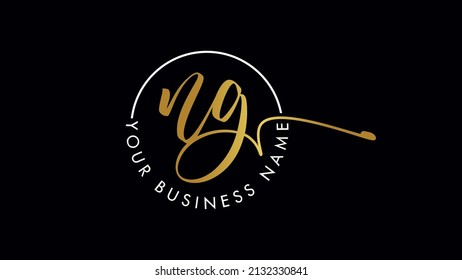 NG handwritten golden logo for identity, Creative gold handwriting initial signature concept design, n and g initials typography monogram icon for any business or company.