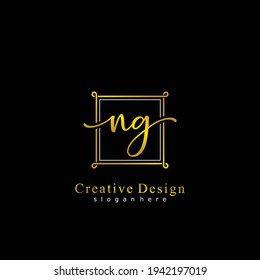 NG Initial calligraphy handwritten logo. Handwritten alphabet in the logo template. Letters and Alphabet for signature, wedding, fashion, floral and botanical logo design 