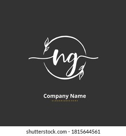 NG Initial handwriting and signature logo design with circle. Beautiful design handwritten logo for fashion, team, wedding, luxury logo.