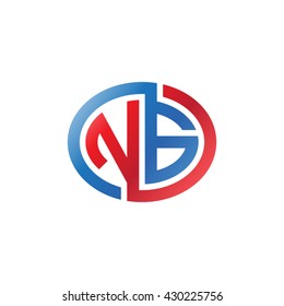 NG initial letters looping linked ellipse logo red blue