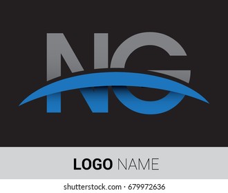NG initial logo company name colored grey and blue swoosh design.
