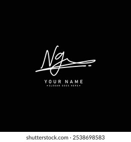 NG Initial Logo in Signature Style for Photography and Fashion Business - Hand Drawn Signature Logo Vector