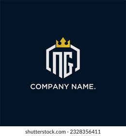 NG initial monogram logo design for hexagon style  crown elegant image