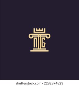 NG initial monogram logo for lawfirm with pillar  crown image design