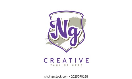 Iniciales NG, vector de logotipo de escritura a mano