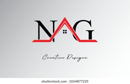 NG Letter House Logo – Creative Real Estate Monogram with Roof Icon and Home Shape for Property, Architecture and Modern Branding
