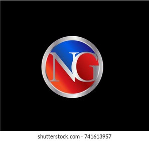 NG Letter logo Design in a circle. Blue Red and silver colored
