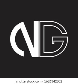 NG Letter logo monogram with oval shape negative space design template