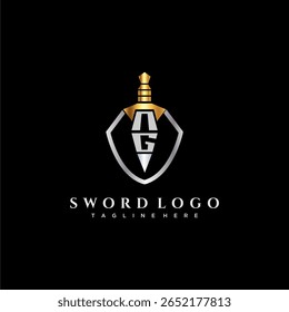 NG carta monograma de luxo para escudo e espada estilo imagem