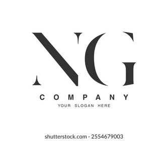 NG logo design. Initial letter n and g serif font style. Creative classic company name typography. Trendy logotype or identity. Vector illustration.