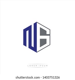 NG Logo Initial Monogram Negative Space Design Template With Blue Navy and Grey color
