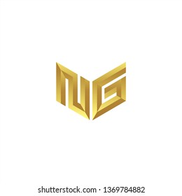 NG Logo letter initial 3d designs templete with gold colors