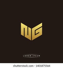 NG Logo Letter Initial Logo Designs Templete with Gold and Black Background