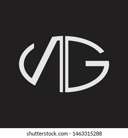 NG Logo letter oval monogram design template with black and white colors